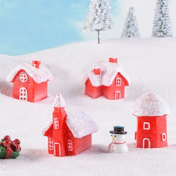 Kalėdų Mini Namas Miniatiūrinės Figūrėlės Snowcap Name Darbalaukio Bonsai Ornamentu Micro Kraštovaizdžio Pasakų Sodo Dekoro Villa Modelis