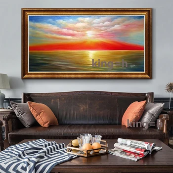 Rankomis dažyti sunset beach aliejaus tapybai jūros sienų apdaila dažymas kraštovaizdžio tapybos drobės fojė sofa