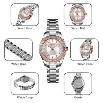 SKMEI Mados Moterų Kvarco Žiūrėti Novatoriškų Diamond Lady Laikrodžiai Laikrodžiai Vandeniui Nerūdijančio Plieno Dirželis Reloj Mujer Dovana