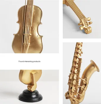 [MGT] Europa originalumas aukso priemonė, saksofonas, smuikas Dervos šiuolaikinio Namų dekoro Meno Apdailos amatų ornamentai, skulptūros