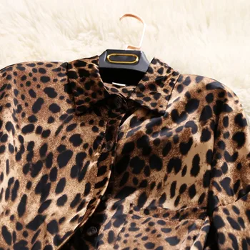 2020 m. rudenį naujų moterų prabangus Leopardas Single-breasted šifono suknelės tiesiai moterų ilgomis rankovėmis padalinta elegantiškas pasakų suknelė