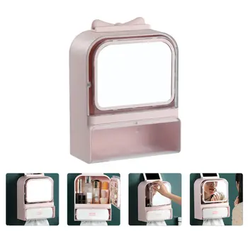 1PC Sienos Kosmetikos Dėžutė su veidrodžiu Kosmetika talpinimo Makiažas Turėtojas )