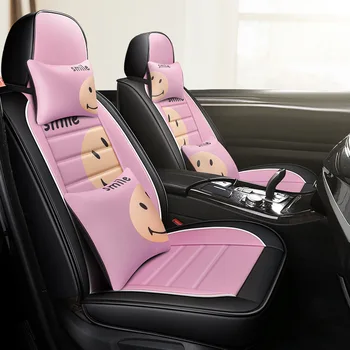 Naujas Odinis Automobilių Sėdynės, Automobilių Sėdynės Padengti Rinkiniai Moterims Pilnas Komplektas Rožinė Automobilių Sėdynės Padengti