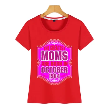 Topai Marškinėliai Moterims didžiausią mama gimė 1984 m. spalio mėn. Pagrindinio Juoda Užsakymą Moterų Marškinėlius