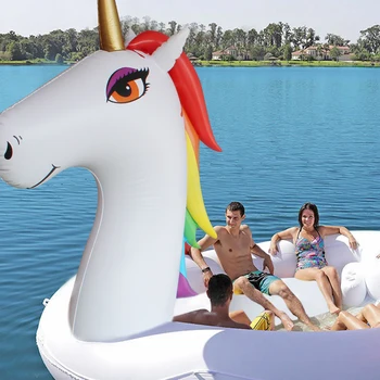 6 Asmuo Milžinišką Pripučiamą Aukso Vienaragis Vandens Baseinas Plaukia Balti Pegasus Plūdės Plaukimo Kaitintis Po Oro Čiužinys, Lova Paplūdimys, Vandens Žaislai