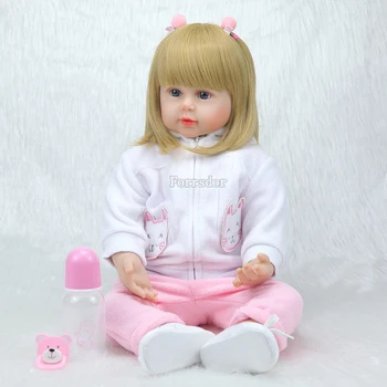 Naujas 22inch Silikono Reborn Baby Girl Tikroviška Reborn Baby Doll Su Cuty Gelsvai Boneca Brinquedos Dovanos Bebe Atgimsta Vaikų Žaislai