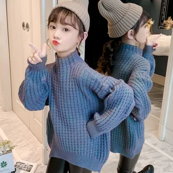4-10 metų mergina megzti Megztinis, striukė tirštėti šiltas rudens žiemos naujų korėjos versija ilgomis rankovėmis megztinis kokybės vaikų drabužiai