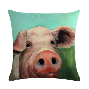 45cm*45cm kiaulių meno, dizaino lino/medvilnės mesti pagalvių užvalkalus sofos pagalvėlė padengti namų dekoratyvinės pagalvės