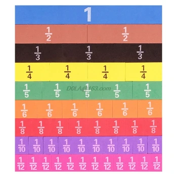 51pcs Magnetinio Vaivorykštė Frakcija Plytelės Matematikos Žaislai Montessori Vaikų Mokymąsi, Švietimo Žaislai