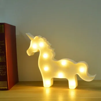 LED Gyvūnų Marquee stalo lempos 3D Vienaragio Galva Sienos Naktį lempos Vaikų Šalies namų Miegamojo Puošmena šviesos Vaikai Kūrybos Dovana