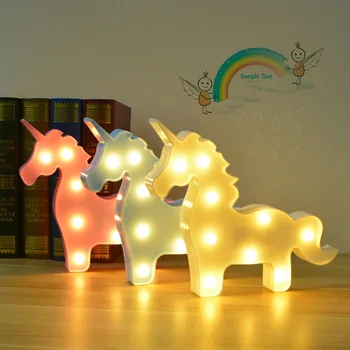 LED Gyvūnų Marquee stalo lempos 3D Vienaragio Galva Sienos Naktį lempos Vaikų Šalies namų Miegamojo Puošmena šviesos Vaikai Kūrybos Dovana