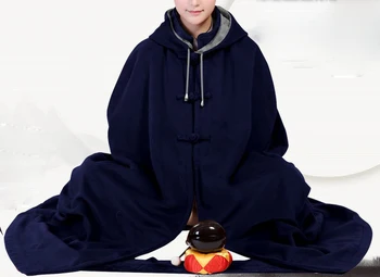 Unisex vaikams ir Suaugusiems Žiema šilta zen žaliojo shaolin monks nustatyti meditacija apsiaustu budistų buda drabužių shaolin kung fu kostiumai juodas
