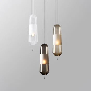 Europos minimalistinio skaidraus stiklo vieno priedai veltiniams, vilna lempa meno restoranas, kambarių apdaila LED E14 apšvietimo kabo lempa