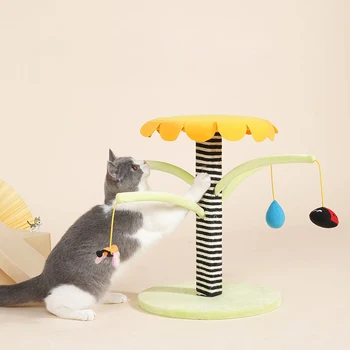Katė Laipiojimo Rėmas su Hanging Ball Žaislai Daugiafunkcį Katė Braižymo Medžio Vyriais Kolonėlės Šokinėja Platforma Kačiukas Žaislų Namai