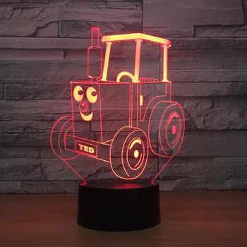Traktoriaus USB Naujovė Dovanos, 7 Spalvų Keitimas, Automobilio Led Naktinis Apšvietimas 3D LED Stalas Stalo Lempa, kaip Namų Dekoracija