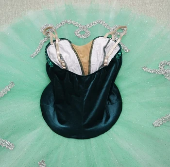 Žalia Sidabro Baleto Mdc Moterų sugar plum fairy konkurencijos tutu kostiumai Suaugusiųjų pre-Profesionalių Baleto scenoje Tutu aksomo