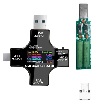 USB 3.0 Tipas-C USB Testeris DC Digital Voltmeter Amperimetor Įtampa Srovės Matuoklis Ammeter Detektorius Maitinimo Banko Įkroviklio Indikatorius