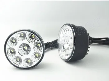 Geriausia pardavimo 2x4W Auto Automobilis LED Apvalus Dieniniai DRL Dienos Vairavimo Lemputė Lemputė Lemputė 12V