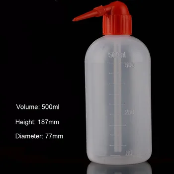 500ml Plastiko Saugos Plovimo Butelis su Raudonu Nagų ir Matavimo už Laboratorinis Eksperimentas Pakuotėje 5vnt