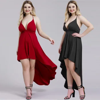 Moterų plius dydis gallus suknelė juoda raudona asimetrija suknelių mados