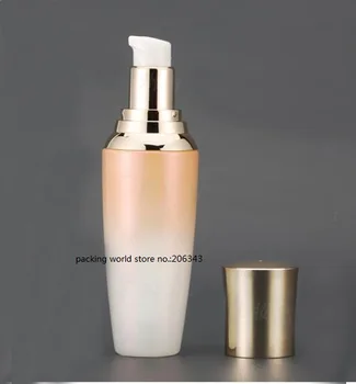 120ml skersmens stiklinis butelis su aukso siurblys, skirtas losjonas/emulsija/serumo/foundation/tonerio odos priežiūros daugkartiniai kosmetikos pakuotės