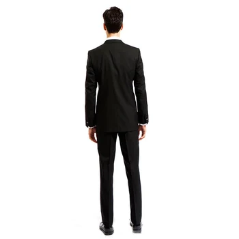 (Striukė+Kelnės)Slim Fit Black Oficialią Vestuvių Smokingas Kostiumai Terno Masculino Mens Kostiumas Verslo Pritaikyta Kostiumas Homme Vyrams Kostiumu