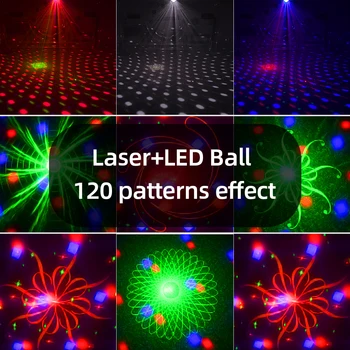 120 Modelius Projekciniai Žibintai Disco Lazeris Šviesos Kristalų Magija Kamuolys Led Balso Kontrolės Etapas Poveikis Lempos Stroboscope Šalies Baras