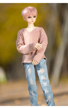 BJD doll drabužiai tinka 1/3 1/4 dydžio MSD DD rožinė v-kaklo džemperis palaidų montavimo underlayed megztinis viršuje lėlės priedai