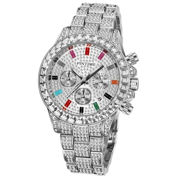 2020 Mados Lediniame Iš Watch Vyrų Chronograph Sporto Mens Diamond Laikrodžiai Prabangos Plieno Aukso Laikrodis Vyrų Laikrodis Relogio Masculino