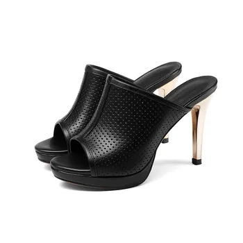 Smirnova juoda smėlio mados vasaros naują atvykimo batus moteris peep toe seklių sandalai moterims, natūralios odos aukštakulniai prom batai