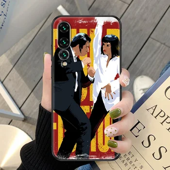 Pulp Fiction Telefoną atveju Huawei P Mate P10 P20 30 P40 10 20 Smart Z Pro Lite 2019 juoda silikono ląstelių padengti minkšta premjero tpu