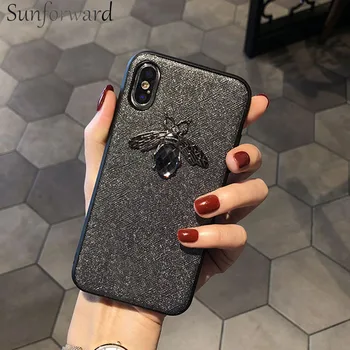 Prabangos prekės Diamond Bičių Glitte soft case for iphone 6 S 7 8 plus X XR XS Max mielas hard cover for samsung galaxy S8 S9