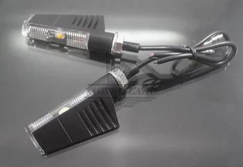 4x Black Metal 10mm Priekiniai ar Galiniai Posūkio Rodiklio Žibintai LED geltona Lemputė, skaidraus Lęšio Indikatorių Universalus Tinka Mototcycle