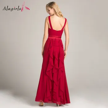 Seksualus v-kaklo backless raudona bridesmaid suknelę 2020 Bakas gamtos puoštas juosmens ilgio suknelės Paprasta ruched šalis, chalatai vakaras