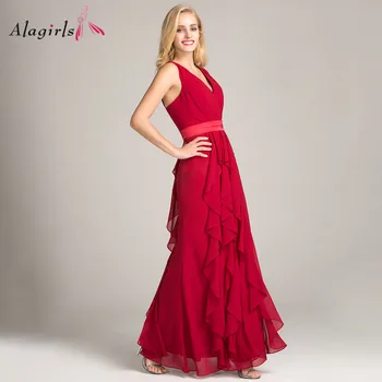 Seksualus v-kaklo backless raudona bridesmaid suknelę 2020 Bakas gamtos puoštas juosmens ilgio suknelės Paprasta ruched šalis, chalatai vakaras