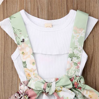 Kūdikių Mielą Naujagimį Bamblys Vaikams Baby Girl Drabužiai 2019 Naujas Vasaros Karšto Princesė Viršūnės T-shirt Gėlių Suknelė Komplektus Drabužių Rinkinys