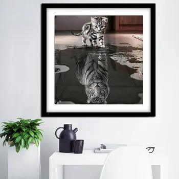 Sprogstamųjų diamond tapybos 5d kačiukas atspindys tiger point diamond kryželiu 