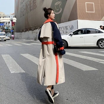 2020 Švarkelis Moterų Dizaino Susiuvimo Spalvos Vidutinio ilgio Pavasario Rudens Mados Atsitiktinis Moterų Tranšėjos Paltai korėjos Drabužių Abrigos
