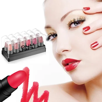 Ilgalaikis Vandeniui Drėkinamasis Lūpų Stick Kosmetikos 12 Spalvų Mini Matinis Lūpų Nustatyti Moterų Maekup