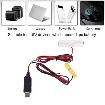 USB Powered Konvertuoti į 1,5 V, Dual AA AAA Baterijos Eliminator Gali Pakeisti 1pc LR6 AA LR03 AAA Baterijos Panaikinimo Kabelis X6HB