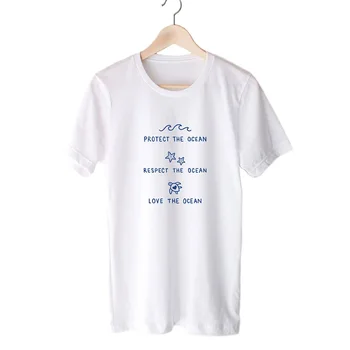 Moteris marškinėliai Harajuku Atsitiktinis Merginos Trišakiai Trumpi Marškinėlius Apsaugoti Vandenyne Atžvilgiu Vandenyną Meilės Vandenyno Vasaros Dropship