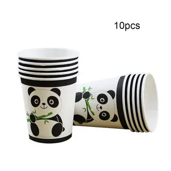 10vnt Panda Gimtadienio Festerval Vestuvių Dekoratyvinis Įrankiai Atostogų Šalis, stalo Įrankiai Nustatykite Popieriaus Taurės Popieriaus Dėklas