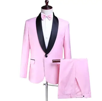 Švarkas vyrams jaunikis kostiumą rinkinys su pants mens vestuvių kostiumai kostiumų dainininkas star stiliaus šokių scenos drabužių oficialų suknelė rožinės spalvos