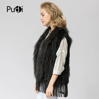 VR045 Megzti megztiniai naujas nekilnojamojo rabbit &meškėnas kailio liemenė paltas striukė moterų žiemą šilta originali kailio liemenė plius dydis