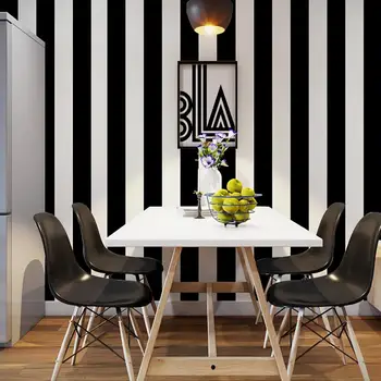 10m atsparus vandeniui modernus minimalistinio Šiaurės stiliaus juodos ir baltos juostelės tapetai miegamajame, gyvenamasis kambarys biuro virtuvės sienos pape
