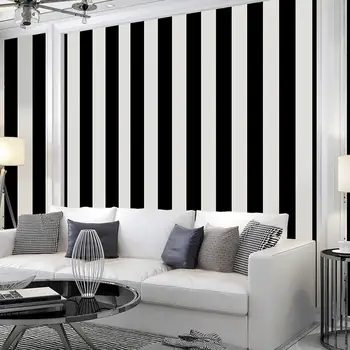 10m atsparus vandeniui modernus minimalistinio Šiaurės stiliaus juodos ir baltos juostelės tapetai miegamajame, gyvenamasis kambarys biuro virtuvės sienos pape