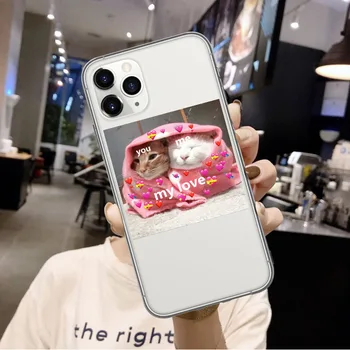 Estetinės Gyvūnų Super cute kačių, šunų animacinių filmų aišku, telefono dėklas skirtas iphone 11 Pro Max 6 6s 7 8 Plus X XR XS Max SE 2020 Padengti coque