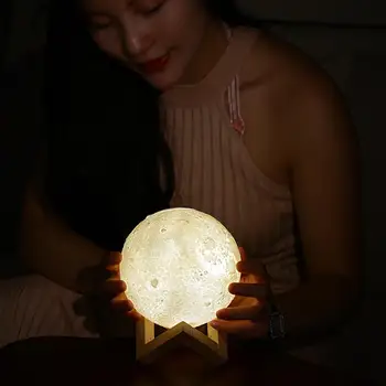 Įkrovimo Mėnulio Lempa, 2 Spalvų Kaita 3D Light Touch Perjungti 3D Spausdinimo Lempa Mėnulis Miegamojo Spinta Naktį Šviesos Kūrybos Dovanos
