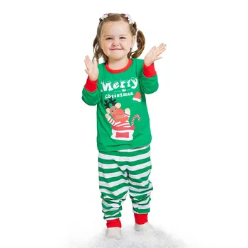 Naujas Kalėdos, Kalėdos Šeimos Atitikimo Pižama Nustatyti Suaugusiųjų Vaikų Sleepwear Tėvas, Motina, Dukra Elnias Dryžuotas Spausdinti Naktiniai Drabužiai