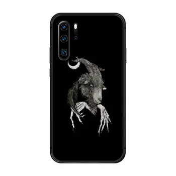Pentagram Demoniškas Šėtono Telefono Padengti Korpuso Huawei P8 P9 P10 P20 30 P40 Lite Pro Plus smart Z 2019 juoda coque tapyba